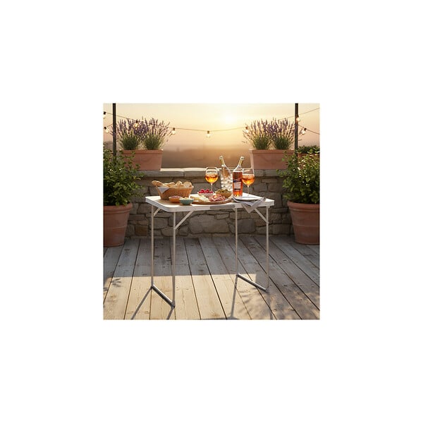O'CAMP - Table de camping pliable 4 places - Forme valise - Dimensions : 80 x 60 x 70 cm - large