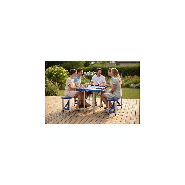 KINGCAMP - Table de camping - 4 personnes - Avec banc inclus - large