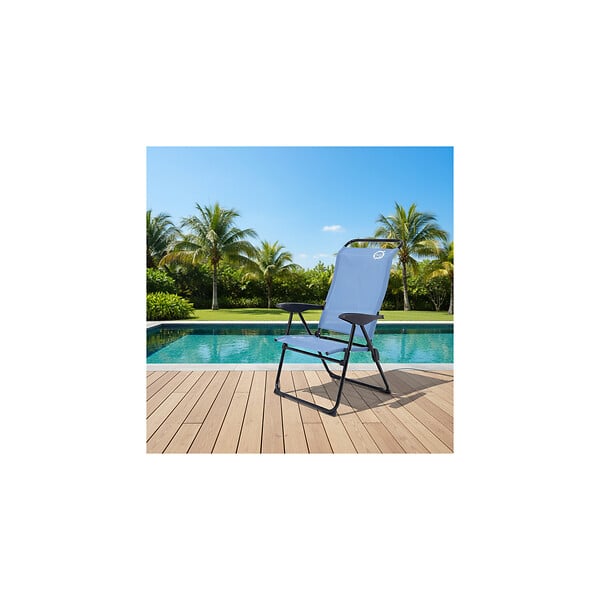 O'CAMP - Lot de 2 fauteuils de camping 5 positions - Bleu - Dimensions : 70 x 62 x 105 cm - large