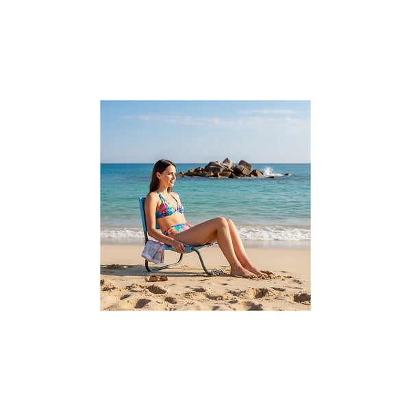 O'BEACH - Lot de 2 chaises cale-dos de plage 1 pliure - Dimensions : 40 x 45 x 50 cm - large
