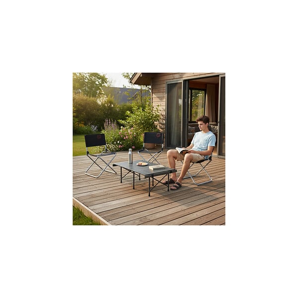 O'CAMP - Lot de 2 chaises pliables pécheur de camping - Dimensions : 47 x 40 x 68 cm - large