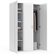 ID MARKET - Armoire 3 portes VITO blanc penderie 120 cm avec étagères - vignette
