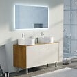 DISTRIBAIN - Meuble double vasque VENEZIA Bois Naturel et Blanc mat (sans miroir) - vignette