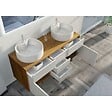 DISTRIBAIN - Meuble double vasque VENEZIA Bois Naturel et Blanc mat (sans miroir) - vignette