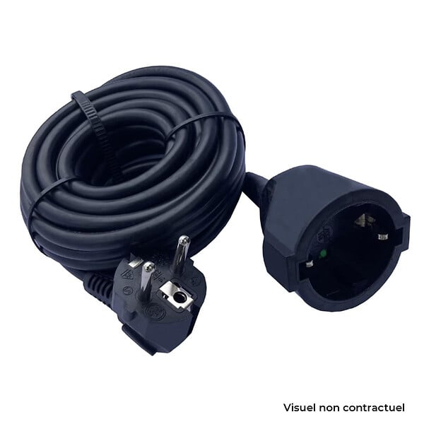 ZENITECH - Rallonge Schuko HO5VV-F 3G1,5mm² 10m - noir - Zenitech - large