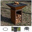 GRILL'CHIC - Pack Printemps Brasero Cevenol Corten Bois Carre 74 Simple Cuve - vignette