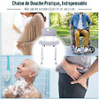 HOMCOM - Chaise de douche siège de douche ergonomique hauteur réglable pieds antidérapants charge max. 136 Kg alu HDPE gris - vignette