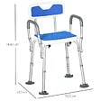 HOMCOM - Chaise de douche siège de douche ergonomique hauteur réglable pieds antidérapants charge max. 136 Kg alu HDPE blanc bleu - vignette