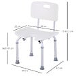 HOMCOM - Chaise de douche siège de douche ergonomique hauteur assise réglable pieds antidérapants charge max. 136 Kg alu HDPE blanc - vignette