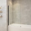 PLANETE BAIN - Pare-baignoire fixe 70 x 140 cm aluminium noir mat verre trempé 6 mm anti-calcaire - vignette