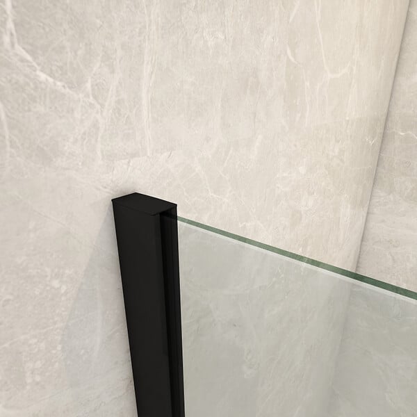 PLANETE BAIN - Pare-baignoire fixe 70 x 140 cm aluminium noir mat verre trempé 6 mm anti-calcaire - large