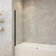 PLANETE BAIN - Pare-baignoire fixe 90 x 140 cm aluminium noir mat verre trempé 6 mm anti-calcaire - vignette