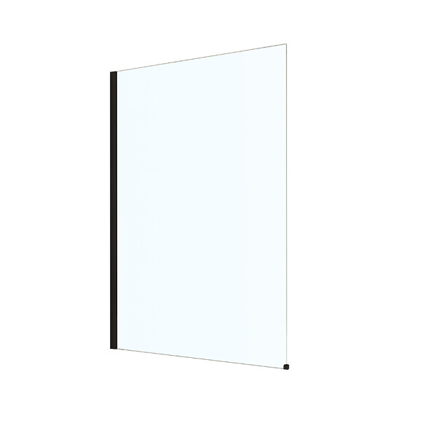 PLANETE BAIN - Pare-baignoire fixe 90 x 140 cm aluminium noir mat verre trempé 6 mm anti-calcaire - large