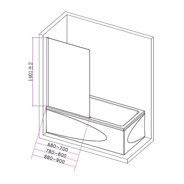PLANETE BAIN - Pare-baignoire fixe 80 x 140 cm aluminium poli verre trempé 6 mm anti-calcaire - large