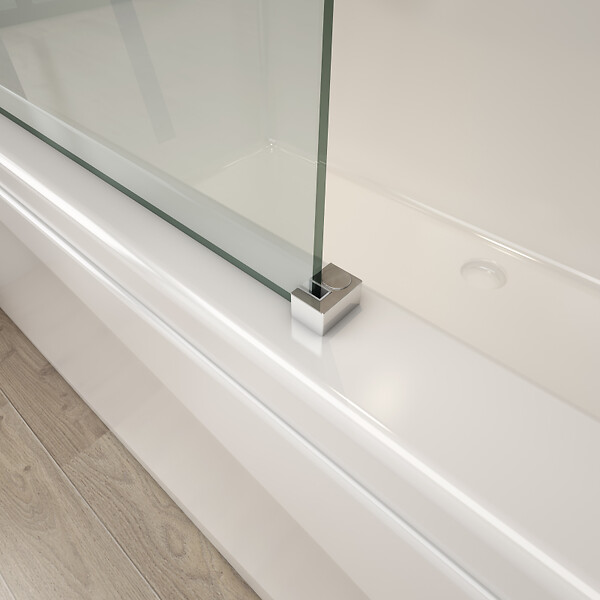 PLANETE BAIN - Pare-baignoire fixe 80 x 140 cm aluminium poli verre trempé 6 mm anti-calcaire - large