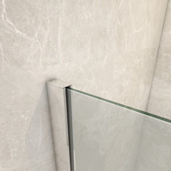 PLANETE BAIN - Pare-baignoire fixe 90 x 140 cm aluminium poli verre trempé 6 mm anti-calcaire - large