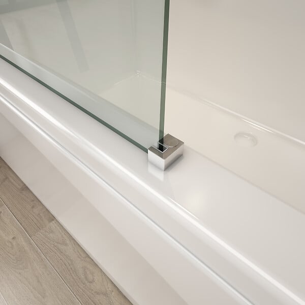 PLANETE BAIN - Pare-baignoire fixe 90 x 140 cm aluminium poli verre trempé 6 mm anti-calcaire - large