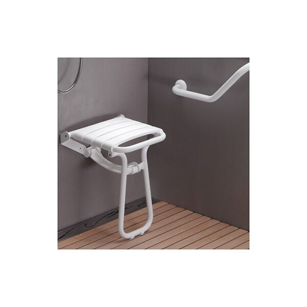 PELLET - Siège de douche escamotable - Ø 25 mm - Époxy blanc - large