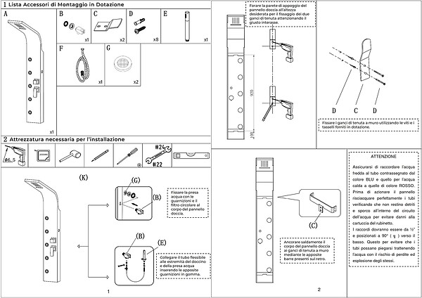 LANERI - Colonne De Douche Hydromassage Avec Quatre Fonctions En Acier Brossé - large