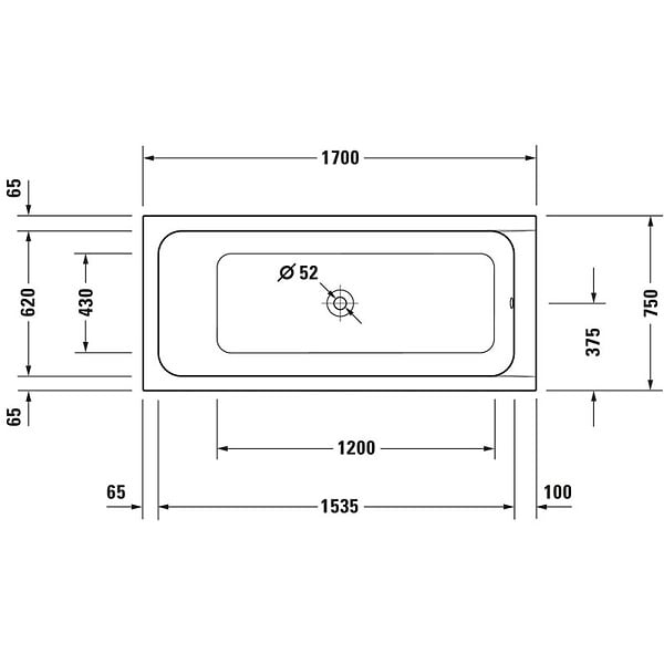 DURAVIT - Baignoire droite D-Code 170 x75 cm + Pare bain droit AURYS Mist 1 chromé version droite - large