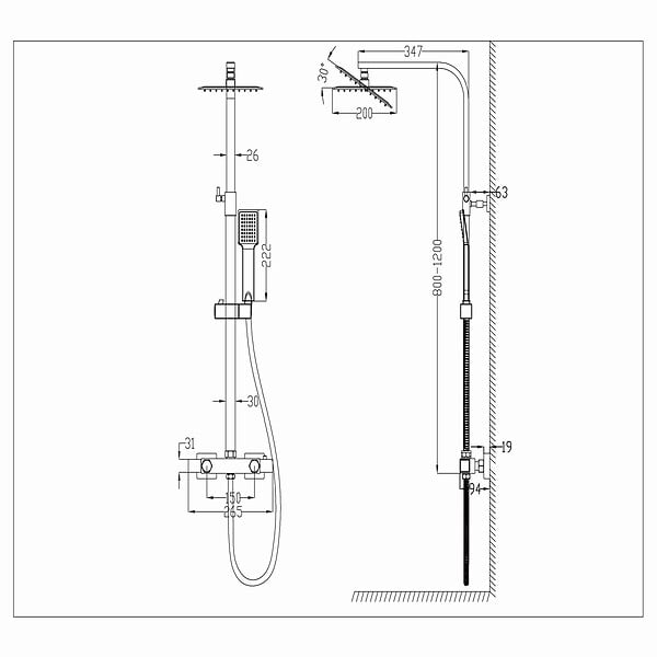AICA SANITAIRE - AICA Colonne de douche thermostatique, avec mitigeur thermostatique - large