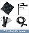 AICA SANITAIRE - AICA colonne de douche thermostatique noir mat avec douche de tête carrée 20X20cm, réglable en hauteur 730-1150mm - vignette