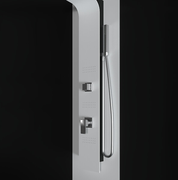 LANERI - Colonne De Douche Hydromassage En Aluminium  Verni En Poudre Blanche Mat (frontal) Et Noir Mat (lateral) - large