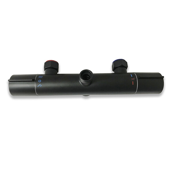 AICA SANITAIRE - AICA colonne de douche thermostatique noir mat avec douche de tête carrée, réglable selon plusieurs modes, réglable en hauteur - large