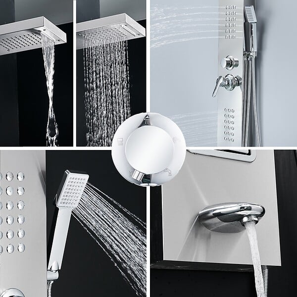 SANIVERRE - LULY Colonne de douche hydromassante 4 jets +1 robinet Gris - large