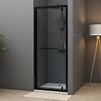 PLANETE BAIN - Porte de douche pivotante 80x200 cm Aluminium noir mat verre de sécurité 6 mm anticalcaire réversible - vignette