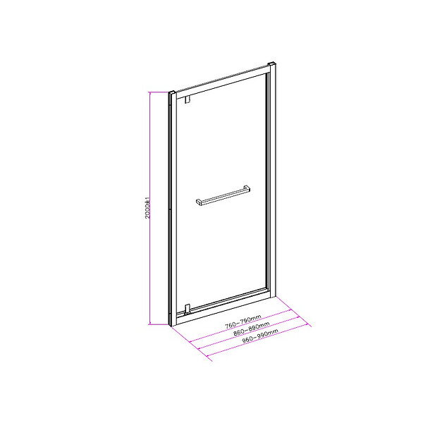 PLANETE BAIN - Porte de douche pivotante 80x200 cm Aluminium noir mat verre de sécurité 6 mm anticalcaire réversible - large