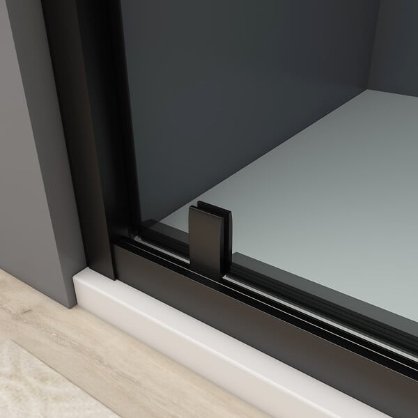 PLANETE BAIN - Porte de douche pivotante 80x200 cm Aluminium noir mat verre de sécurité 6 mm anticalcaire réversible - large