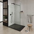 SANIVERRE - BAYA Receveur de douche 70 x 160 cm Noir extra-plat aspect pierre + bonde incluse - vignette