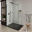 SANIVERRE - BAYA Receveur de douche 100 x 160 cm Noir extra-plat aspect pierre + bonde incluse - vignette