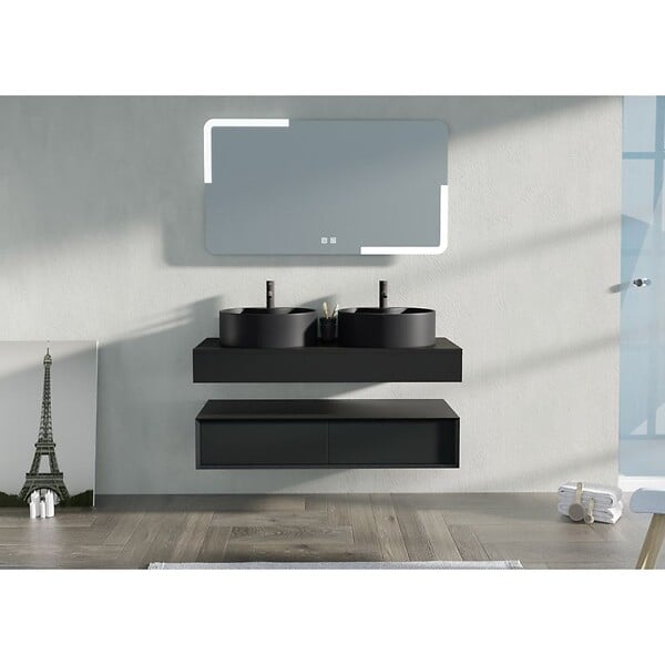 DISTRIBAIN - Meuble de salle de bain FABRIANO 1200 Noir mat - large