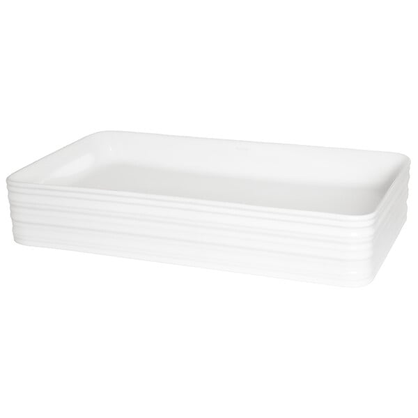 KERRA - Vasque à poser rectangulaire en céramique LISA extérieur rainuré 67.5 x 37.5 x 12 cm - large