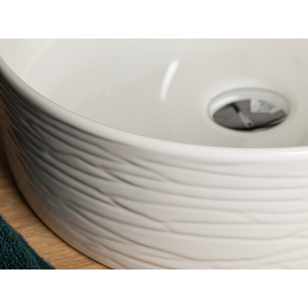 KERRA - Vasque à poser ronde en céramique PRISMA extérieur rainuré Ø40 cm - large