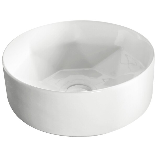 KERRA - Vasque à poser ronde en céramique ELYNA design intérieur en forme de diamant Ø40 cm - large