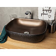 KERRA - Vasque à poser rectangulaire en céramique ORIANA marron et noir 46 x 33 x 13.5 cm - vignette