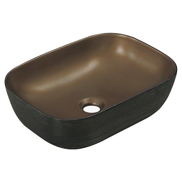 KERRA - Vasque à poser rectangulaire en céramique ORIANA marron et noir 46 x 33 x 13.5 cm - large