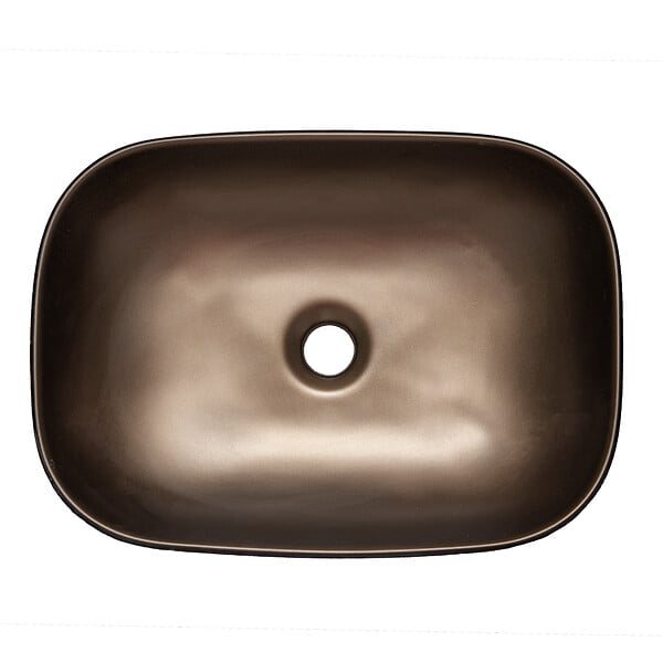 KERRA - Vasque à poser rectangulaire en céramique ORIANA marron et noir 46 x 33 x 13.5 cm - large