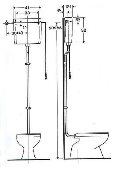 GEBERIT - Réservoir apparent haut simple chasse avec chaînette AP123 - large