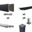 DECKLINEA - Kit Clôture Aluminium BAHIA & CRUZ Ardoise 5,5x1,8m - Aluminium et bois composite - Poteaux sur Platines gris - Brise vue - Palissade - vignette
