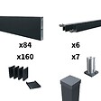 DECKLINEA - Kit Clôture Ajourée Aluminium OLINDA Anthracite 11,03x1,8m Poteaux sur Platines - Dimension des Lames : 21x100x1780 mm - Brise vue - Palissade - vignette