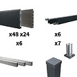 DECKLINEA - Kit Clôture Aluminium BAHIA & CRUZ Ardoise 11,03x1,8m - Aluminium et bois composite - Poteaux sur Platines gris - Brise vue - Palissade - vignette