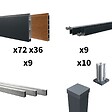 DECKLINEA - Kit Clôture Aluminium BAHIA & CRUZ Teck 16,5x1,8m - Aluminium et bois composite - Poteaux sur Platines gris - Brise vue - Palissade - vignette