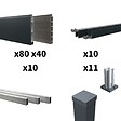 DECKLINEA - Kit Clôture Aluminium BAHIA & CRUZ Ardoise 18,33x1,8m - Aluminium et bois composite - Poteaux sur Platines gris - Brise vue - Palissade - vignette