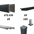 DECKLINEA - Kit Clôture Aluminium BAHIA & CRUZ Ardoise 16,5x1,8m - Aluminium et bois composite - Poteaux sur Platines gris - Brise vue - Palissade - vignette