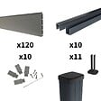 DECKLINEA - Kit Clôture Composite RIO Platines 18x1,8m - Bois composite & Aluminium - Poteaux sur Platines Gris - Brise vue - vignette