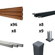 DECKLINEA - Kit Clôture Composite SANTOS Teck 14,5x1,8m - Bois composite & Aluminium - Poteaux sur Platines Gris - Brise vue - Palissade - vignette